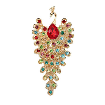XSB177 - Elegant Peacock Gemstone Saree Brooch